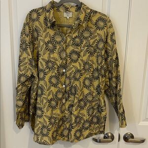 Yellow Floral Button-Up Shirt